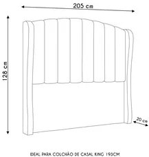 Cabeceira Casal King Cama Box 195cm Glenda I02 Bouclê Cinza - Mpozenat