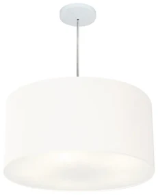 Lustre Pendente Cilíndrico Md-4215 Cúpula em Tecido 55x30cm Branco - Bivolt