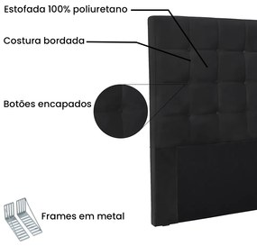 Cabeceira Cama Box King 195 cm Verona Veludo Preto S04 - D'Rossi