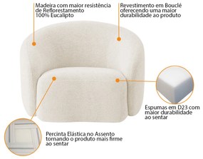 Poltrona Orgânica Luxo Recepção Amore Bouclé