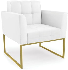 Poltrona Elisa Corino Base Metálica Industrial Dourado - D'Rossi - Branco