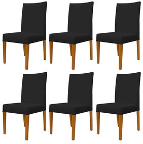 Kit 6 Cadeiras de Jantar Milan Linho Preto