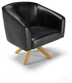 Poltrona Decorativa Giratória MA30 Stella Sintético PU Preto D03 - D'Rossi