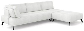 Sofá de Canto Modulado 322cm Sabrina Pés em Aço com Puff Bouclê Off White G52 - Gran Belo