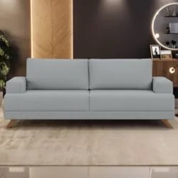 Sofá 3 Lugares 180cm Living Pés Curvos Santi D05 Bouclé Cinza - Mpozen