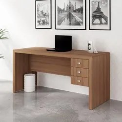 Mesa com 03 Gavetas para Home Office ME4113 Amendoa - Tecno Mobili