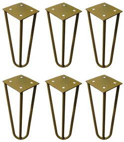 Kit 6 Pés de Metal 15 CM Hairpin Legs Mesas de Centro Puffs Dourado G41