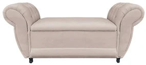 Recamier com Baú Grécia Namoradeira Calçadeira 195 cm Suede D'Rossi - Bege