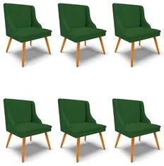 Kit 6 Cadeiras Estofadas para Sala de Jantar Pés Palito Lia Veludo Ver