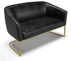 Sofá Namoradeira e Poltrona Base Industrial Dourado Stella Corano Preto D03 - D'Rossi