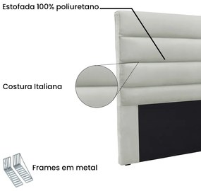 Cabeceira Cama Box Solteiro 90 cm Arles Veludo Prata S04 - D'Rossi