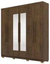 Guarda Roupa Casal 218cm Com Espelho Bolty Imbuia Rústico V02 - Mpozen