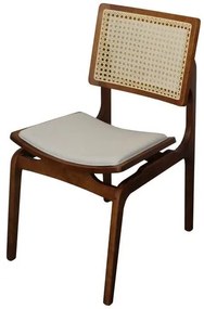 Cadeira Vênus Tela Sextavada Natural Assento Bege com Estrutura Nogueira - 69887 Sun House