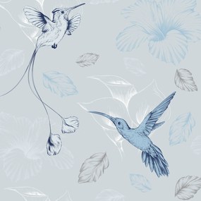 Papel de parede adesivo animal beija-flor azul