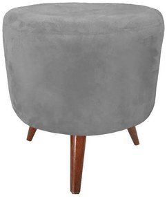 Puff Banqueta Decorativa Dora Redondo Suede - S06 - Cinza