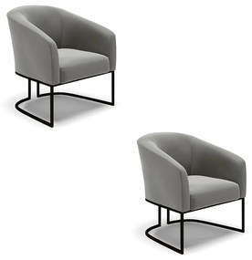 Poltrona Decorativa Industrial Preto Kit 2 Stella Suede Grafite D03 - D'Rossi