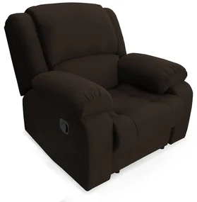 Poltrona Decorativa Magnum Reclinável Manual Suede Marrom