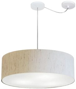 Lustre Pendente Cilíndrico Com Desvio de Centro Vivare Md-4259 Cúpula em Tecido 50x15cm - Bivolt
