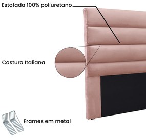 Cabeceira Cama Box King 195 cm Arles Veludo Rosa S04 - D'Rossi