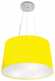Lustre Pendente Cone Md-4153 Cúpula em Tecido 30/45x40cm Amarelo - Bivolt