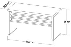 Mesa para Escritório 135cm Tamburato Corp A06 Carvalho/Branco - Mpozen