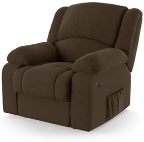 Poltrona do Papai Reclinável Melim Power Touch USB Veludo FH1 - D'Rossi - Marrom