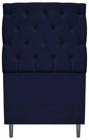 Kit Cabeceira e Calçadeira Liverpool 90 cm Solteiro Corano Azul Marinho - ADJ Decor