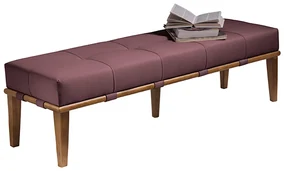Recamier Decorativo 160cm Martínez Veludo Pés Madeira Rosa/Mel G62 - Gran Belo