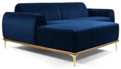 Sofá 255cm 4 Lugares com Chaise Esquerdo Pés Gold Molino C-304 Veludo