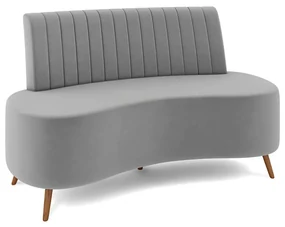 Sofá 2 Lugares Living 135Cm Pé Palito Maraú Veludo Cinza K01 - D'Rossi