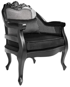 Poltrona Leroy Victorine Palha Natural - Preta Clássico Kleiner