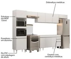 Armário de Cozinha Modulada 5 Peças CP13 Balcão Branco - Lumil