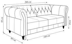 Sofá Living Sala de Estar Stanford Chesterfield 2 Lugares 200cm Pés de Madeira Couro Marrom Brilho G58 - Gran Belo