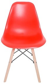 Cadeira para Sala de Jantar Eiffel Eames Vermelho Base Madeira - D'Rossi