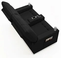 Poltrona de Cinema Reclinável 2 Lugares Baú USB Mallie FH9 PU Preto -