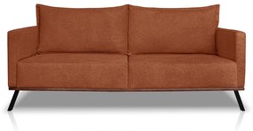 Sofá Living 3 Lugares com Pés de Ferro Almofadas Soltas 220cm Saiph Bouclê Terracota G63 - Gran belo