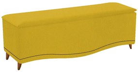 Calçadeira Estofada Yasmim 195 cm King Size Suede Amarelo - ADJ Decor
