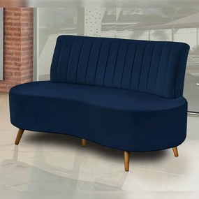 Sofá Decorativo 1,60M 2 Lugares Katara Veludo Azul Marinho G33 - Gran Belo