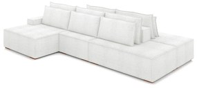 Sofá Ilha com Encosto e Almofadas Delta 375cm Modulado Chaise e Puffs Bouclê Off white G52 - Gran Belo