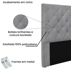 Cabeceira Cama Box Casal 140 cm Tania Linho S04 - D'Rossi - Cinza