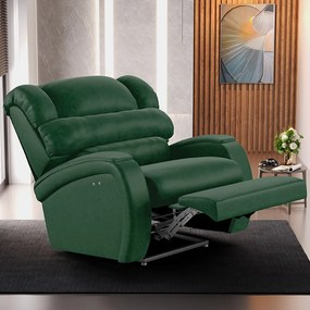 Poltrona do Papai Reclinável Napoli Power Touch Massagem PU FH1 - D'Rossi - Verde Musgo