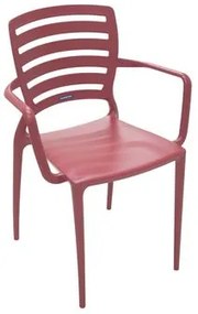 Cadeira Sofia com braços encosto horizontal vermelha Tramontina