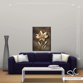 Quadro Flor e Abstrato Tree - Médio 86cm x 65cm, Tela + Moldura Preta