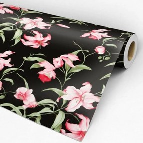 Papel de parede adesivo floral preto