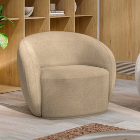 Kit 2 Poltronas Decorativas Sala de Estar Íbis Encosto Fixo Bouclê Bege G33 - Gran Belo