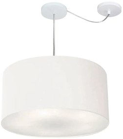 Lustre Pendente Cilíndrico Com Desvio Md-4261 Cúpula em Tecido 50x30cm Branco - Bivolt