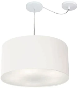 Lustre Pendente Cilíndrico Com Desvio Md-4261 Cúpula em Tecido 50x30cm Branco - Bivolt