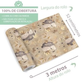 Papel Infantil Aquarela Bichinho Folhagens Outono