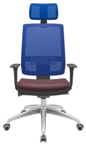 Cadeira Office Brizza Tela Azul Com Encosto Assento Facto Dunas Bordô Autocompensador 126cm - 63145 Sun House