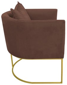 Poltrona Paola Suede Base Metálica Dourado D'Rossi - Marrom